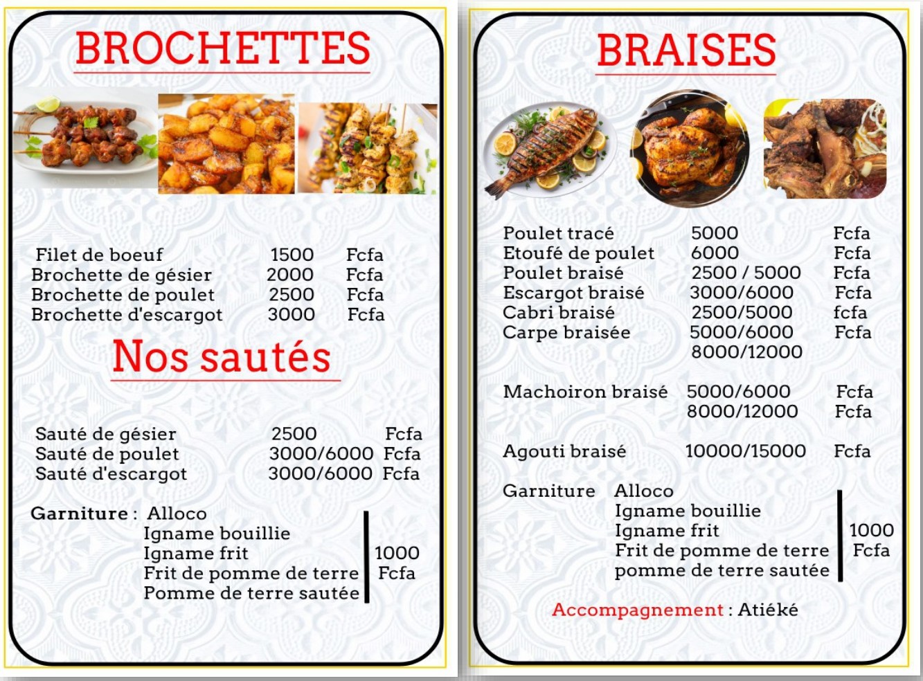 Brochettes & Braisés - Menu Boognak